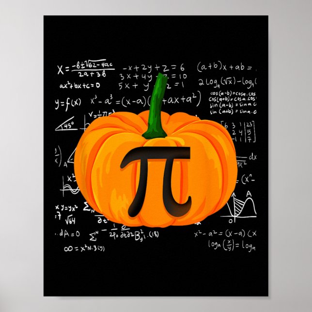 Pumpkin Pie Math Funny Halloween Thanksgiving Pi D Poster (Front)