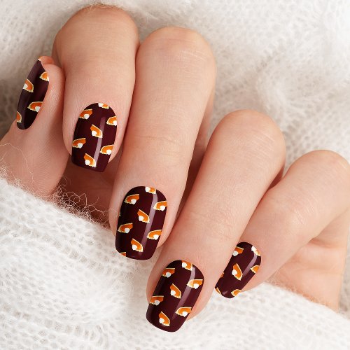 Pumpkin Pie On Burgundy Thanksgiving Nail Wraps