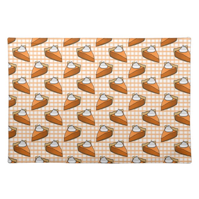 Pumpkin Pie on Orange Gingham Thanksgiving Cloth Placemat (Front)