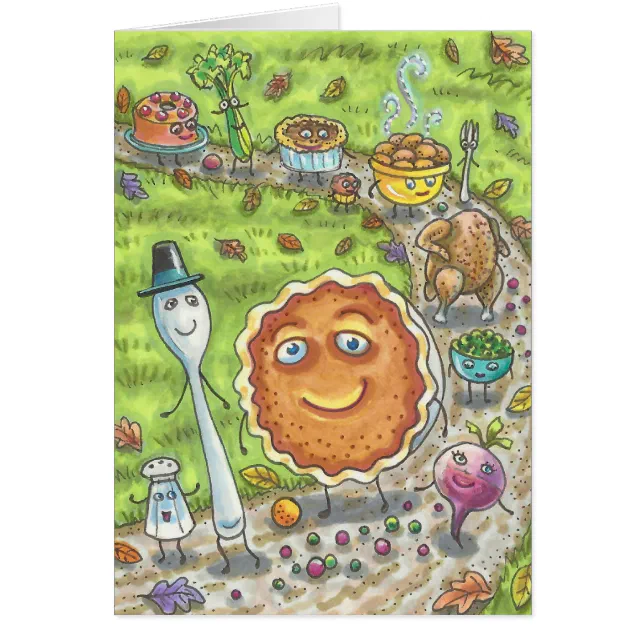 PUMPKIN PIE PARADE THANKSGIVING GREETING CARD B | Zazzle