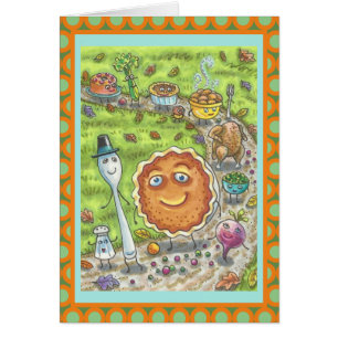 PUMPKIN PIE PARADE THANKSGIVING GREETING CARD Vers