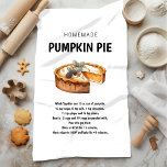 Pumpkin Pie Recipe – Cozy Fall Gift Kitchen Towel<br><div class="desc">Bring the warmth and comfort of fall into your kitchen with our "Pumpkin Pie Recipe" Kitchen Towel! This charming towel features a beautifully illustrated pumpkin pie alongside a classic recipe for this seasonal favorite. Perfect for adding a festive touch to your kitchen décor or as a thoughtful gift for the...</div>