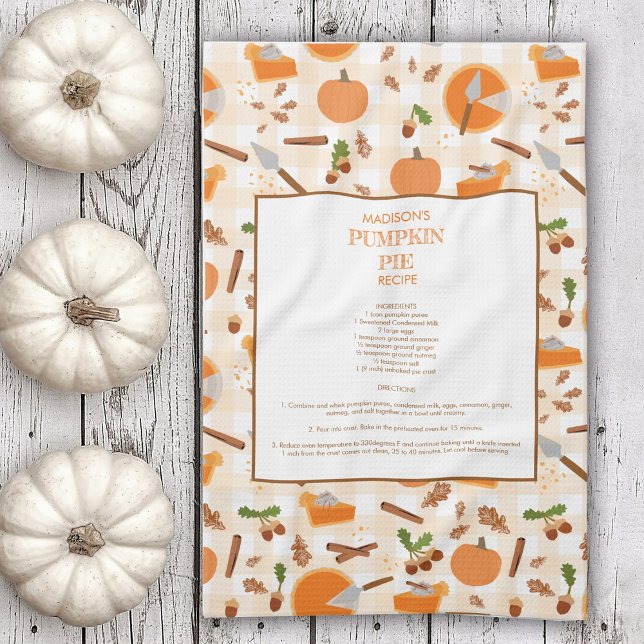 Pumpkin Pie Recipe Heirloom Autumn Fall Pattern Kitchen Towel (Pumpkin Pie Recipe Heirloom Autumn Fall Pattern Kitchen Towel)