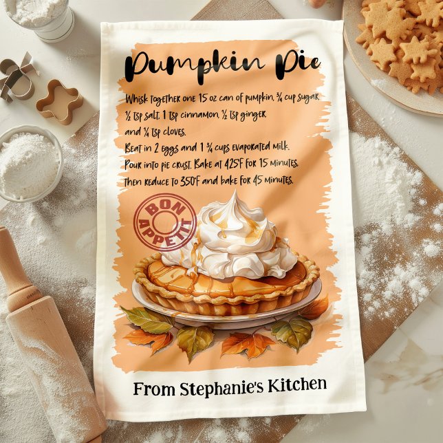 Pumpkin Pie Recipe Personalized Kitchen Towel (Creator Uploaded)