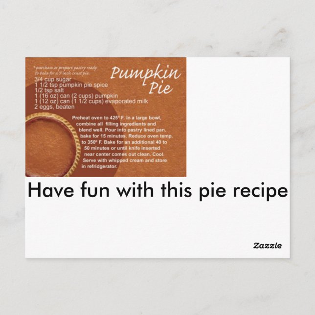 Pumpkin pie recipe postcard (Back)