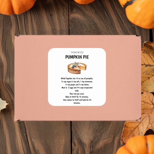 Pumpkin Pie Recipe  Sweet and Festive Fall Square Sticker