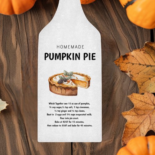 Pumpkin Pie Recipe Thanksgiving Gift  Cutting Board