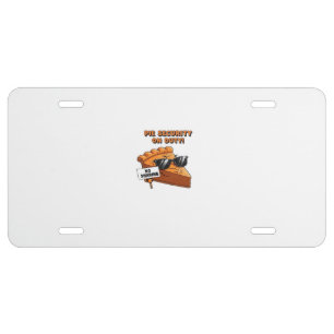 Pumpkin Pie Security Guard Funny Thanksgiving Over License Plate