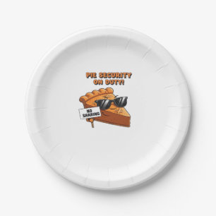 Pumpkin Pie Security Guard Funny Thanksgiving Over Paper Plates