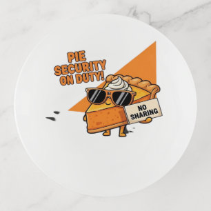 Pumpkin Pie Security Guard Funny Thanksgiving Over Trinket Tray