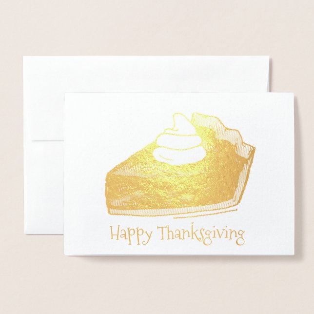 Pumpkin Pie Slice Autumn Baking Happy Thanksgiving Foil Card (Front With Envelope)