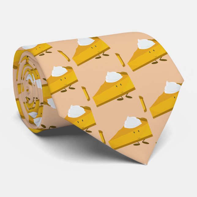 Pumpkin Pie Slice Cartoon Character Novelty Tie (Rolled)
