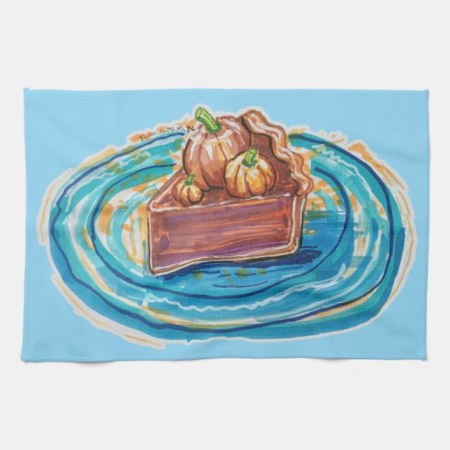Pumpkin Pie Slice Kitchen Towel (Horizontal)