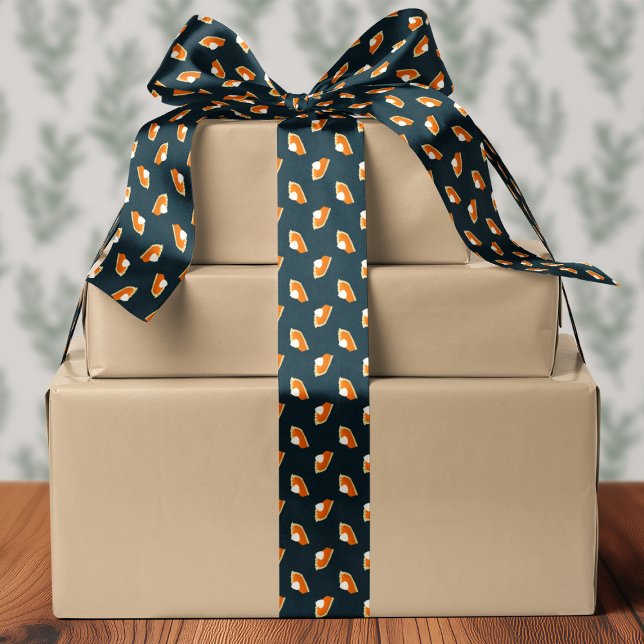 Pumpkin Pie Slice Navy Thanksgiving  Satin Ribbon (Creator Uploaded)