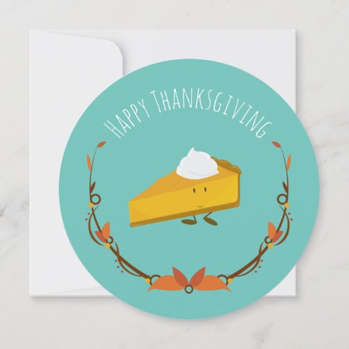 Pumpkin Pie Slice Teal Cute Thanksgiving Invitation
