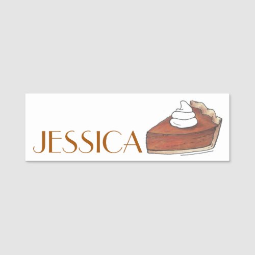 Pumpkin Pie Slice Thanksgiving Bakery Pastry Name Tag