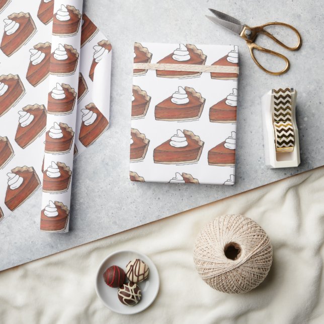 Pumpkin Pie Slice Thanksgiving Dessert Bakery Food Wrapping Paper (Crafts)
