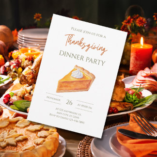 Pumpkin Pie Slice Thanksgiving Dinner Fall Party Invitation