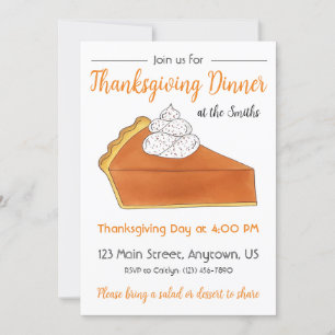 Pumpkin Pie Slice Thanksgiving Dinner Party Invitation