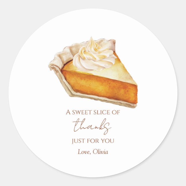 Pumpkin Pie Slice Watercolor Round Sticker (Front)