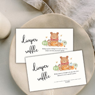 Pumpkin Pie Teddy Bear Diaper Raffle Baby Shower Enclosure Card