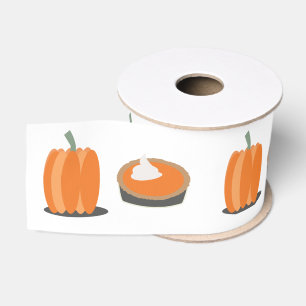 Pumpkin Pie Thanksgiving Autumn Pattern Grosgrain Ribbon