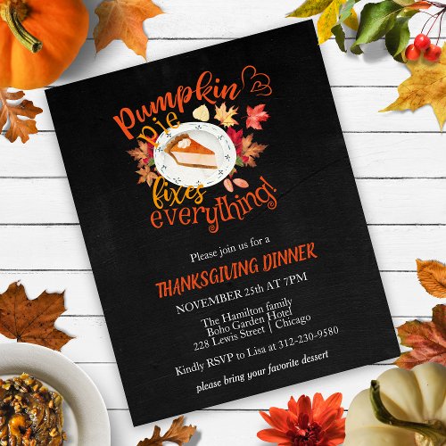 Pumpkin Pie Thanksgiving Dinner Budget Invitation