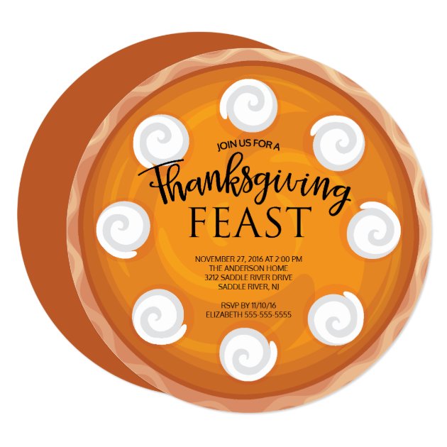 Pumpkin Pie Thanksgiving Dinner Feast Card