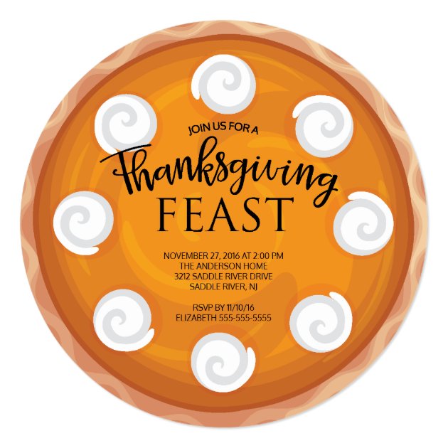 Pumpkin Pie Thanksgiving Dinner Feast Card