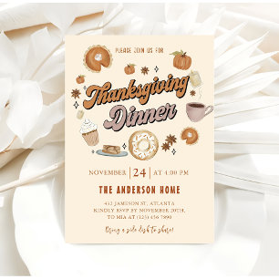 Pumpkin Pie Thanksgiving Dinner Friendsgiving Invitation