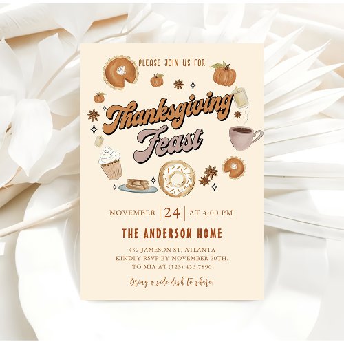 Pumpkin Pie Thanksgiving Dinner Friendsgiving Invitation