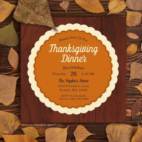 Pumpkin Pie Thanksgiving Dinner Invitation