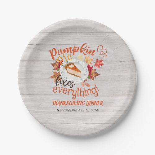 Pumpkin Pie Thanksgiving Dinner Paper Plates