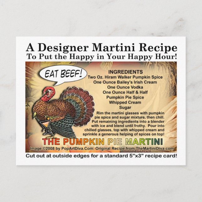 Pumpkin Pie Thanksgiving Martini Recipe Postcard (Front)