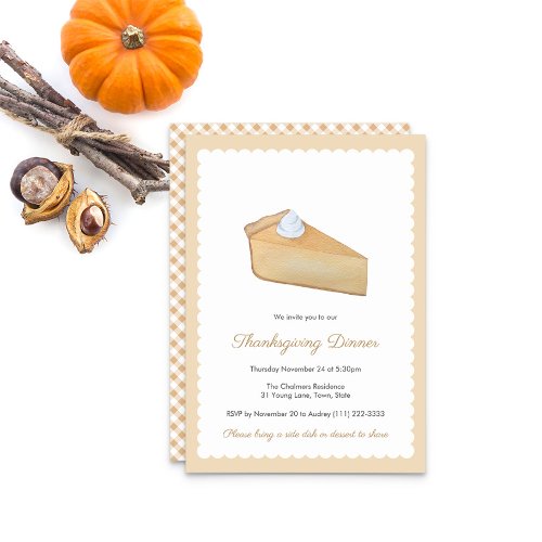 Pumpkin Pie Thanksgiving or FriendsGiving Dinner Invitation