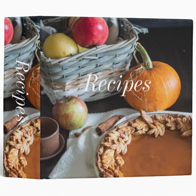 Pumpkin Pie Thanksgiving Recipe 3 Ring Binder (Front/Spine)