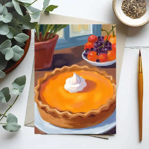 Pumpkin Pie Thanksgiving Watercolor Painting Postcard