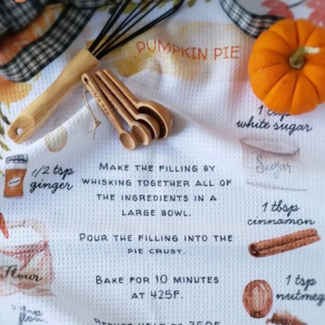 Pumpkin Pie Watercolor Recipe Heirloom Tea Towels (Creator Uploaded)