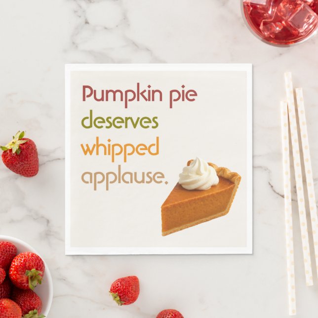 Pumpkin Pie & Whipped Cream Humor Thanksgiving Napkins (Insitu)