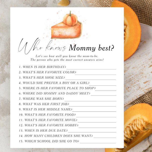 Pumpkin pie - Who knows mommy best game (Creator Uploaded)