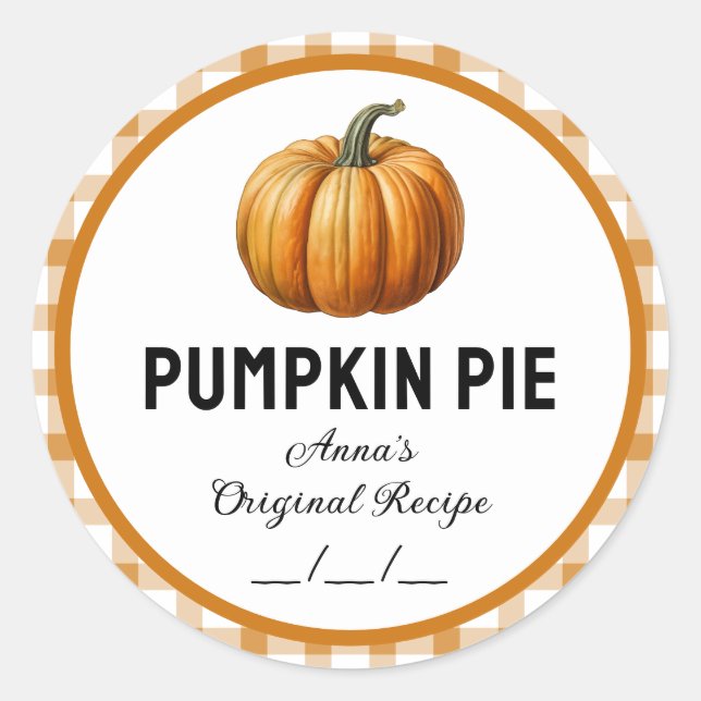 Pumpkin pie with checkered pattern label (Front)