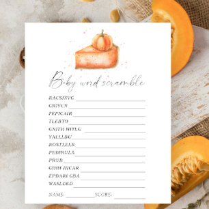 Pumpkin pie - Word scramble baby shower game