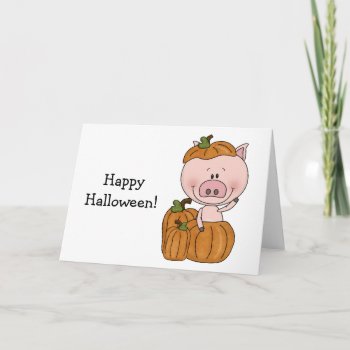 Pumpkin Pig (customizable) Card by ThePigPen at Zazzle