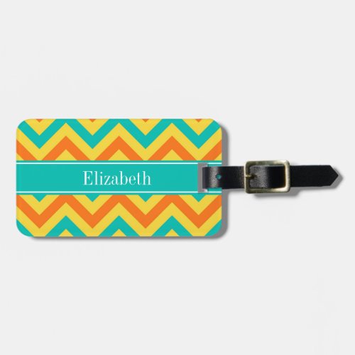 Pumpkin Pineapple Teal LG Chevron ZigZag Monogram Luggage Tag