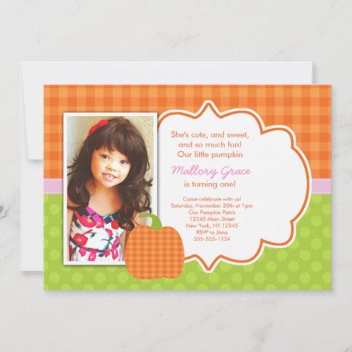 Pumpkin Pink birthday invitation - great for first