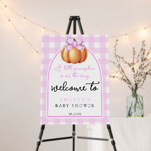 Pumpkin pink bow autumn welcome baby shower party foam board