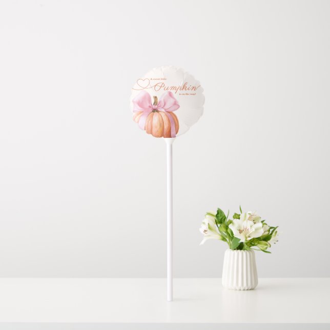 Pumpkin & Pink Bow Baby Shower Balloon | Cute girl (In Situ)