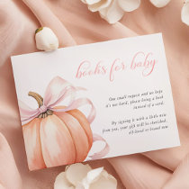 Pumpkin Pink Bow Baby Shower Books for Baby Enclosure Card
