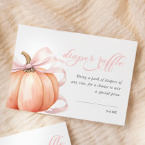Pumpkin Pink Bow Baby Shower Diaper Raffle  Enclosure Card
