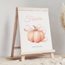 Pumpkin Pink Bow Baby Shower Favors Table Sign